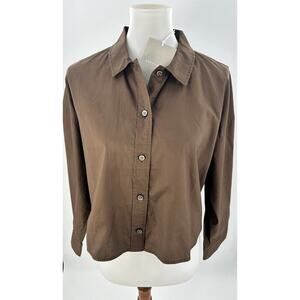 Everlane Boxy Button Front Shirt XS Brown 100% Cotton Oversized Long Sleeve NWT